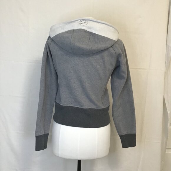 Lululemon Two Toned Grey and White Scuba Hoodie Size 6 - Picture 2 of 9